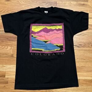 Vintage 90s Single Stitch Colorful Colorado Graphic Tee Made in USA Size XL
